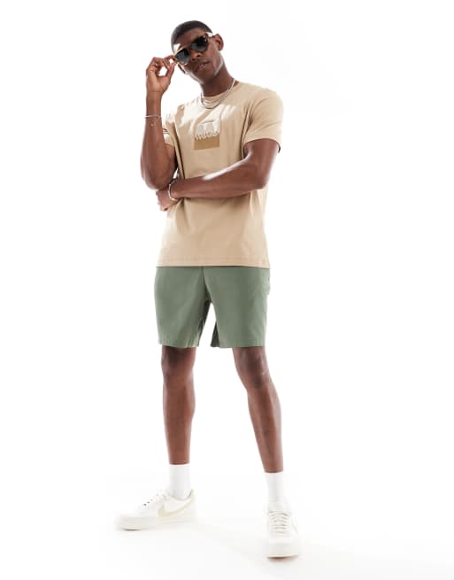 Hugo Red Dusplit t-shirt in beige, 4 of 4