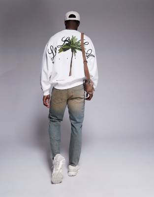Hugo Red Dutap Back Print Oversized Fit Sweatshirt In White