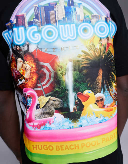 HUGO Red - Duwood - Afslappet og sort T-shirt med hævet logo, 2 af 4