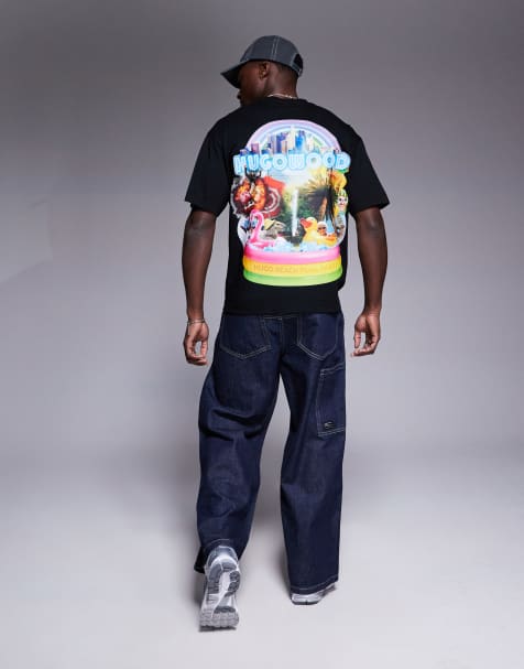 HUGO RED Duwood puff logo relaxed fit t-shirt in black