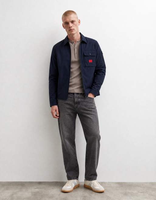 HUGO Red Edmund overshirt met rits in marineblauw, 8 van 10