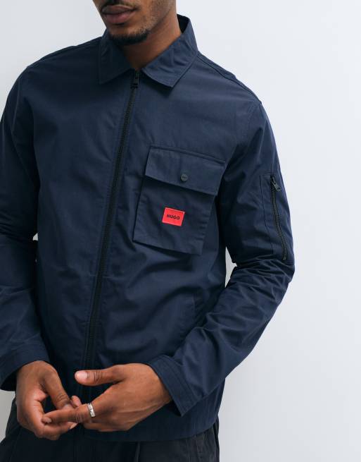 HUGO Red Edmund Overshirt mit Reißverschluss in Marineblau, 3 von 10