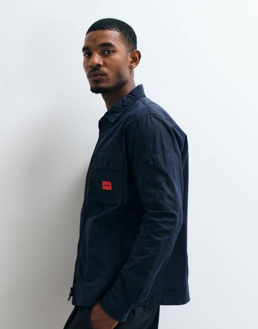 HUGO Red Edmund Overshirt mit Reißverschluss in Marineblau, 4 von 10