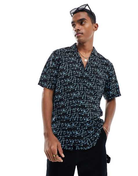 HUGO RED Ellino shirt in black print - view 1