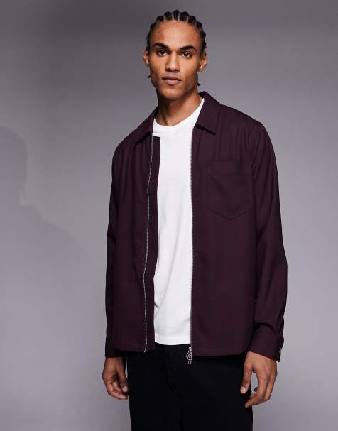 HUGO Red - Enasoz - Camicia giacca bordeaux con zip - view 1