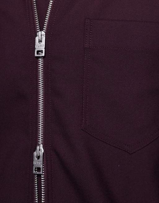 HUGO Red – Enasoz – Vinröd overshirt med dragkedja, 5 av 5