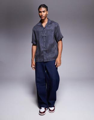 Hugo Red Espino Camp Collar Short Sleeve Oversized Shirt