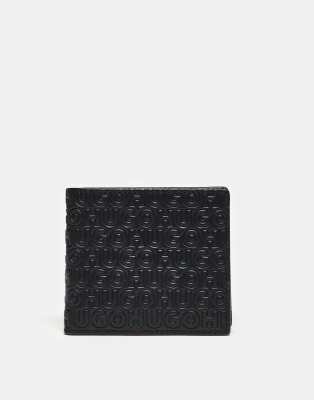 Hugo Red HUGO RED Ethon embossed logo bifold leather wallet in black
