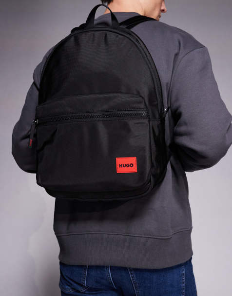 HUGO Red Ethon label logo backpack in black - view 1