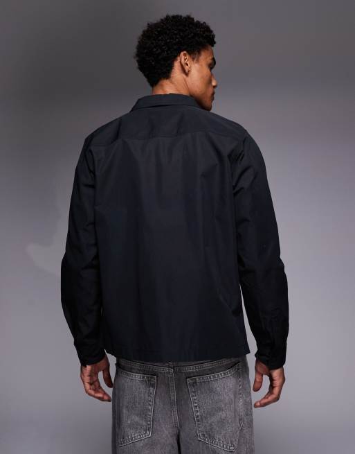 HUGO Red evalom oversized fit overshirt in black, 3 of 5