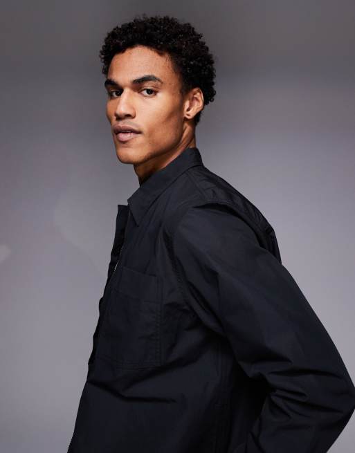 HUGO Red evalom oversized fit overshirt in black, 4 of 5