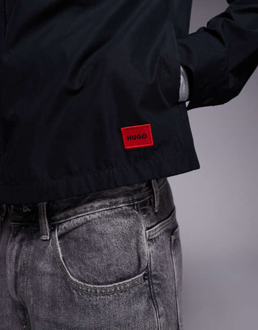 HUGO Red evalom oversized fit overshirt in black, 5 of 5
