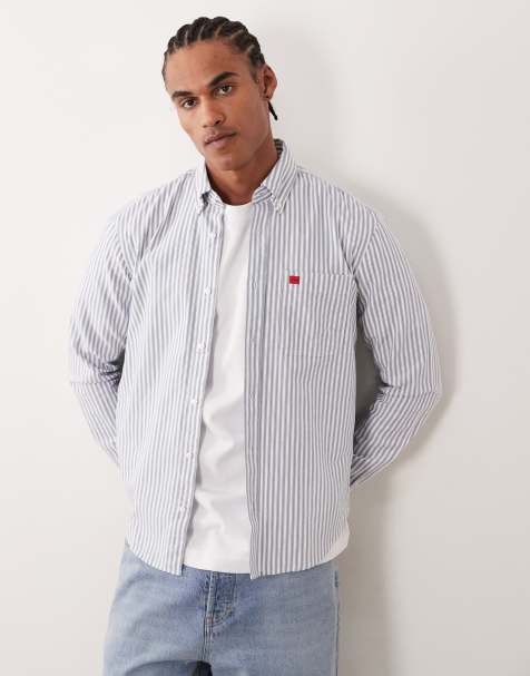 HUGO Red evito slim fit shirt in blue