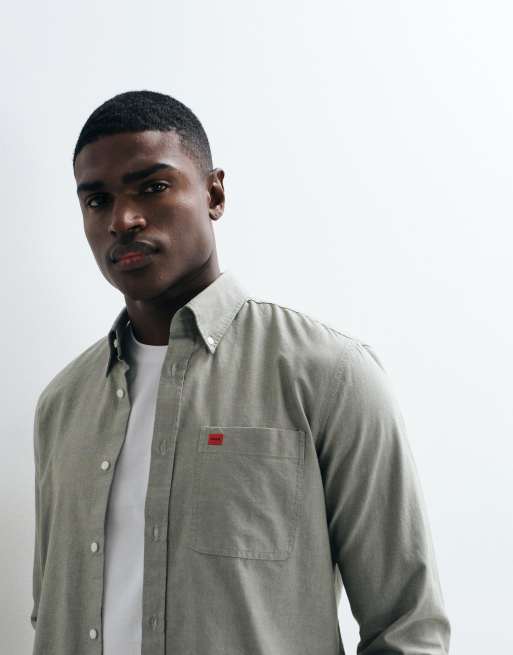 HUGO Red Evito slim fit shirt in green , 4 of 5