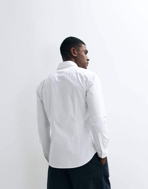 HUGO Red Evito slim fit shirt in white , 4 of 5