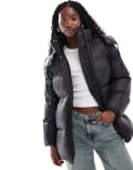 [Hugo Red] HUGO Red Falentina longline puffer jacket with logo belt detail-Black 12 Black