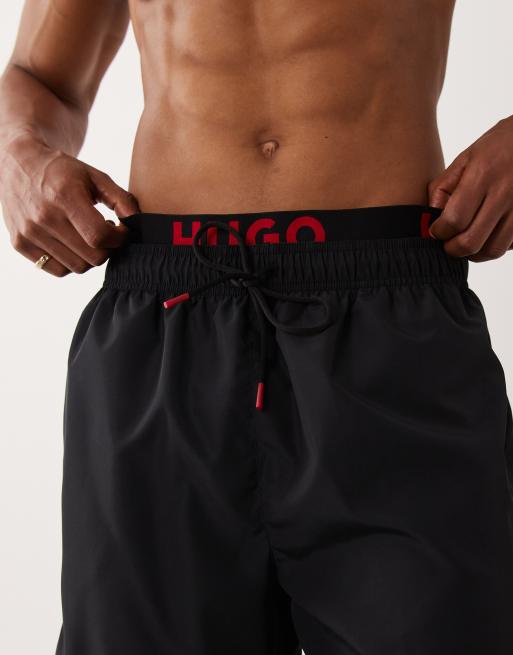 HUGO Red - Flex - Zwemshort met logo in zwart, 4 van 5