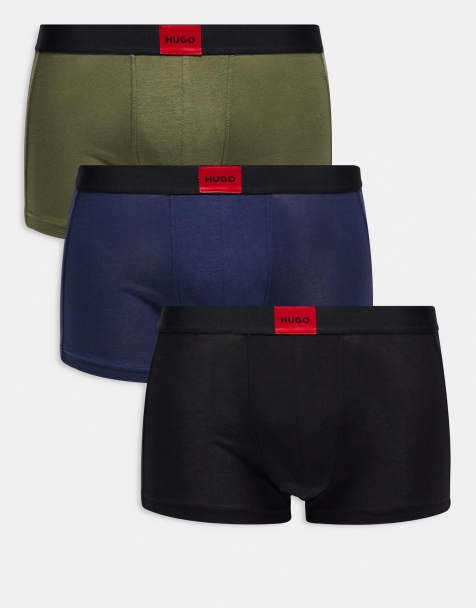HUGO Red - Galaxy - Lot de 3 boxers avec logo label - Vert/bleu marine/noir - view 1