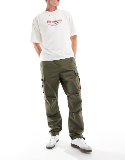 HUGO Red – Garlo – Spodnie bojówki w zielonym kolorze khaki, 2 z 5