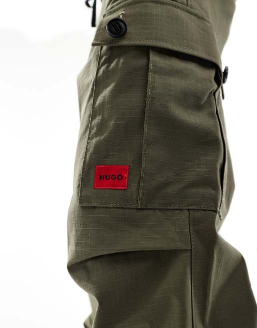 HUGO Red – Garlo – Spodnie bojówki w zielonym kolorze khaki, 5 z 5