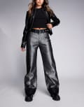 [Hugo Red] HUGO Red Gealana wide leg denim jeans in silver W26 Silver