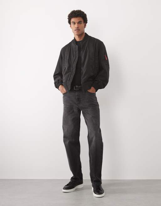 HUGO Red - Giacca bomber nera con zip, 3 di 5