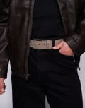 [Hugo Red] HUGO RED Gionio logo buckle suede leather belt in beige-Neutral 95 beige