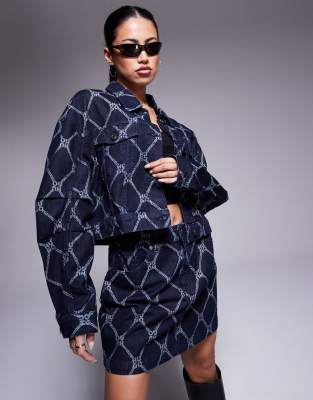 gisolia printed denim jacket in dark blue - part of a set