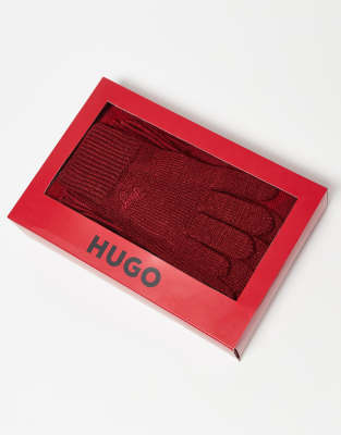 Hugo Red HUGO Red gloves and scarf set in red