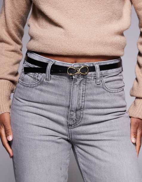 HUGO Red gold buckle belt in black - view 1