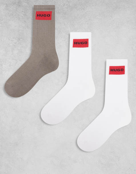 HUGO Red – Grå och vita, ribbade sportstrumpor med logga, 3-pack - view 1