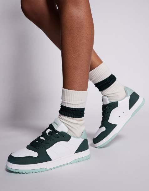 HUGO Red – Hadrian – Grön och vita sneakers med kontrasterande panel - view 1