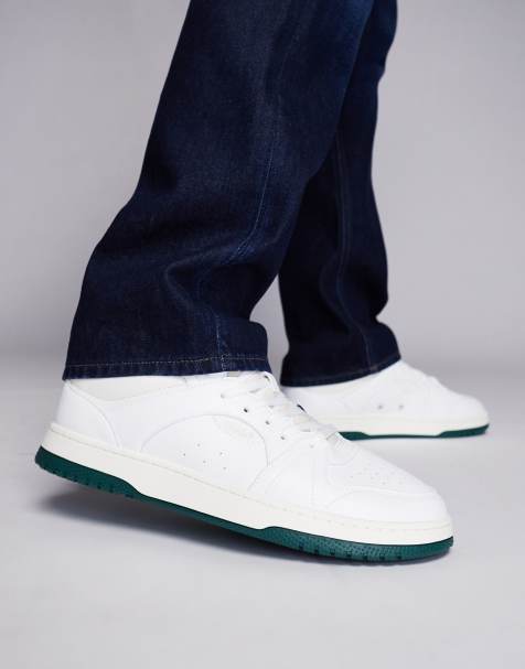 HUGO Red hadrian tenn trainers in white and green - view 1