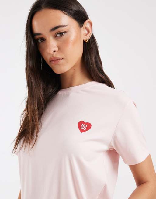 Hugo Red heart pyjama set in pastel pink, 3 of 4