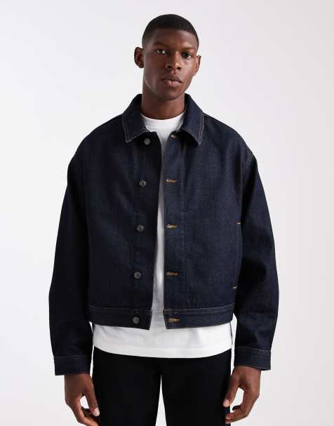 HUGO RED heavyweight tailored denim jacket in dark wash - view 1