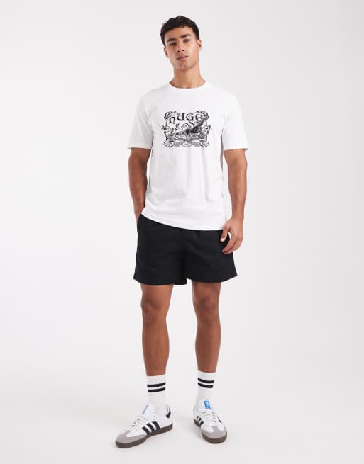 HUGO RED - Hvid T-shirt med Diwom-logoprint, 2 af 5