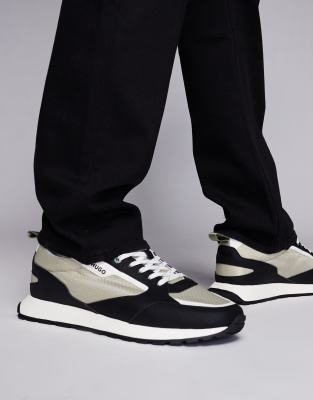 Icelin contrast runner sneakers in black and stone