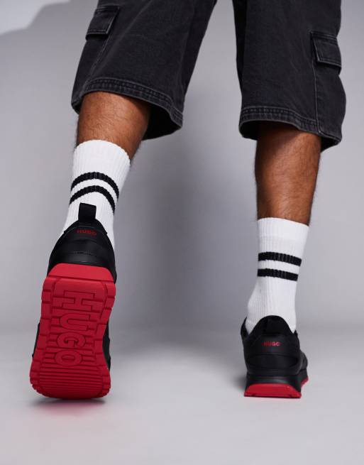 HUGO Red - Icelin Runn - Sorte og røde løbesneakers, 3 af 5