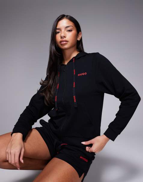 Hugo Red ID hooded jacket in black (part of a set) - view 1