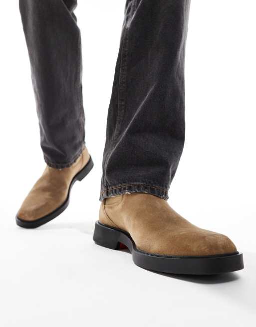 HUGO Red - Iker - Bottines chelsea en daim - Marron clair