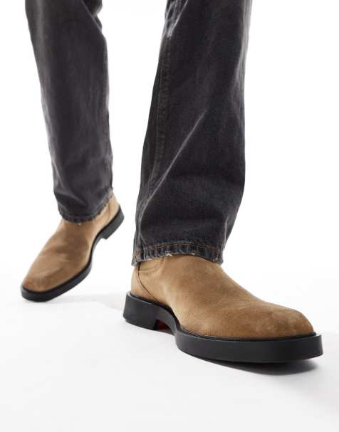 HUGO Red iker chelsea boots in light brown suede - view 1