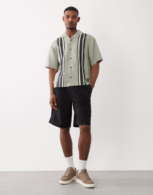 HUGO Red – Jasnozielona koszula oversize w paski, 2 z 5