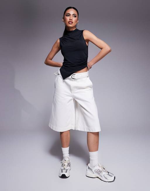 HUGO RED - Jorts sartoriali taglio lungo bianco sporco