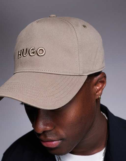 HUGO RED Jude embossed logo cotton baseball cap in light brown | ASOS