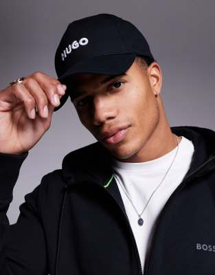 HUGO Red Jude logo baseball cap in black - view 1