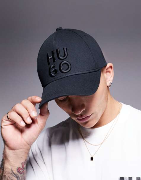 HUGO Red Jude stacked logo baseball cap in black - view 1