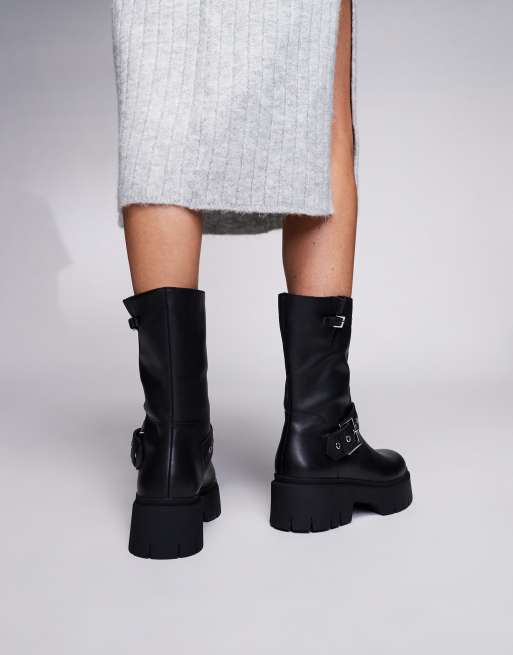 Hugo BossヒューゴボスKris Combat Bootsブーツ HUGO Red Kris chunky biker boot in black | ASOS