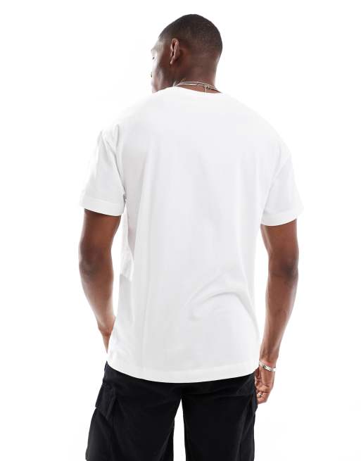 HUGO Red – Laze – Biały T-shirt z nadrukiem logo, 4 z 4