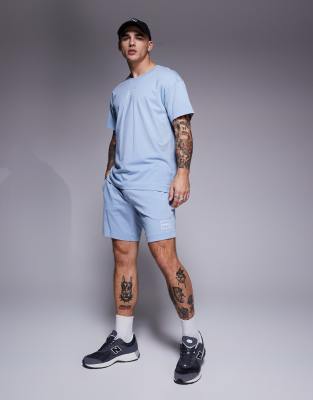 [Hugo Red] HUGO Red Laze box logo lounge shorts in light blue (part of a set) W33 Light Blue