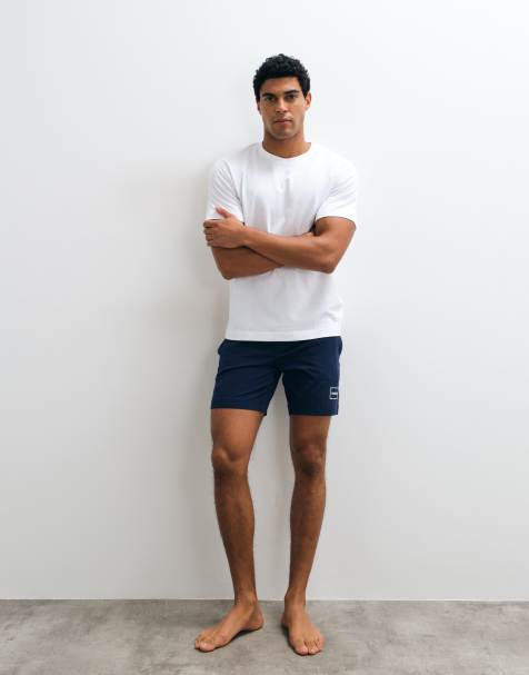 HUGO Red Laze lounge wear logo shorts in navy  - view 1